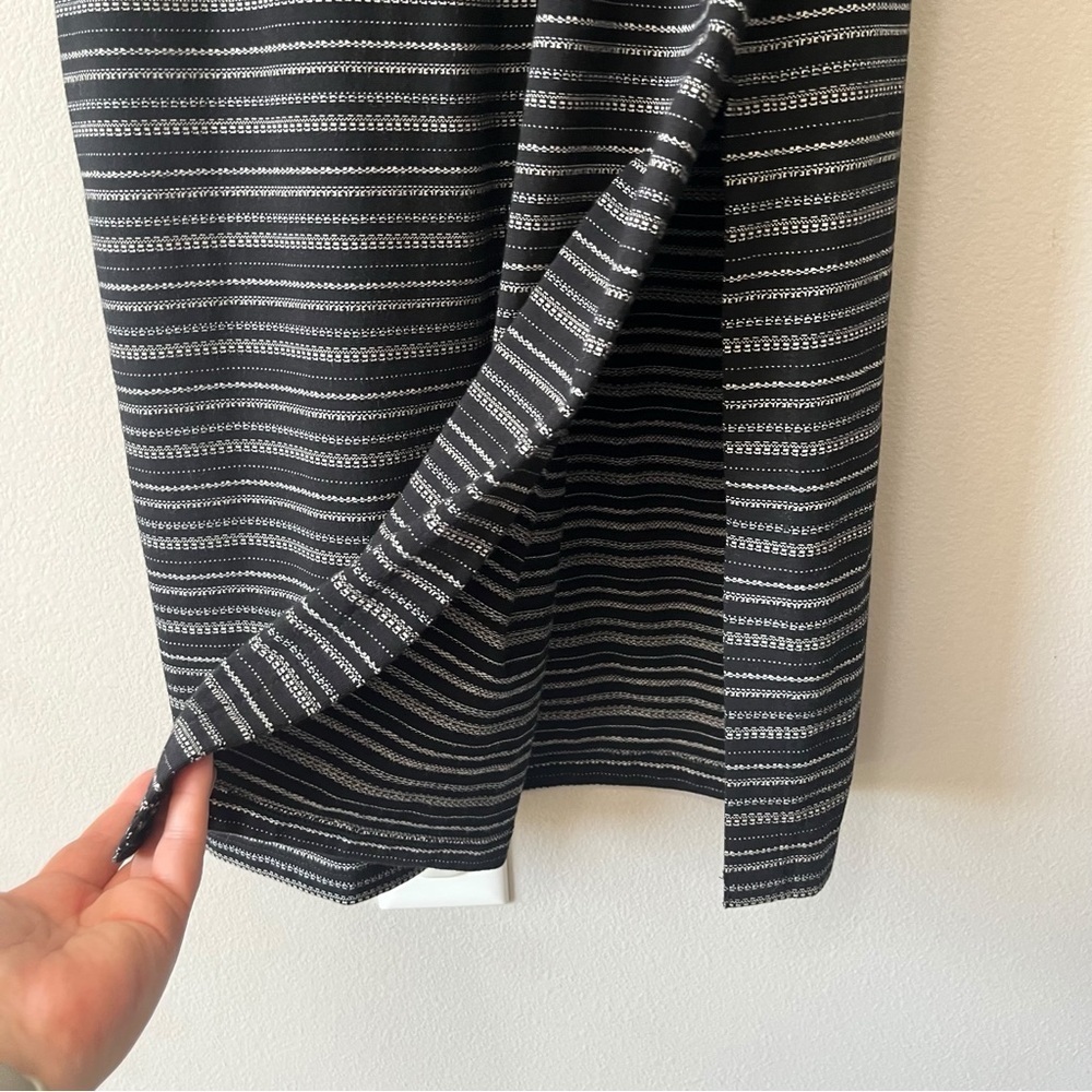 LOFT Jacquard Twist Cutout Back Midi Shift Dress Black Striped Size Small NEW - Picture 6 of 14